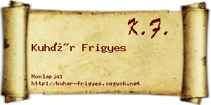 Kuhár Frigyes névjegykártya